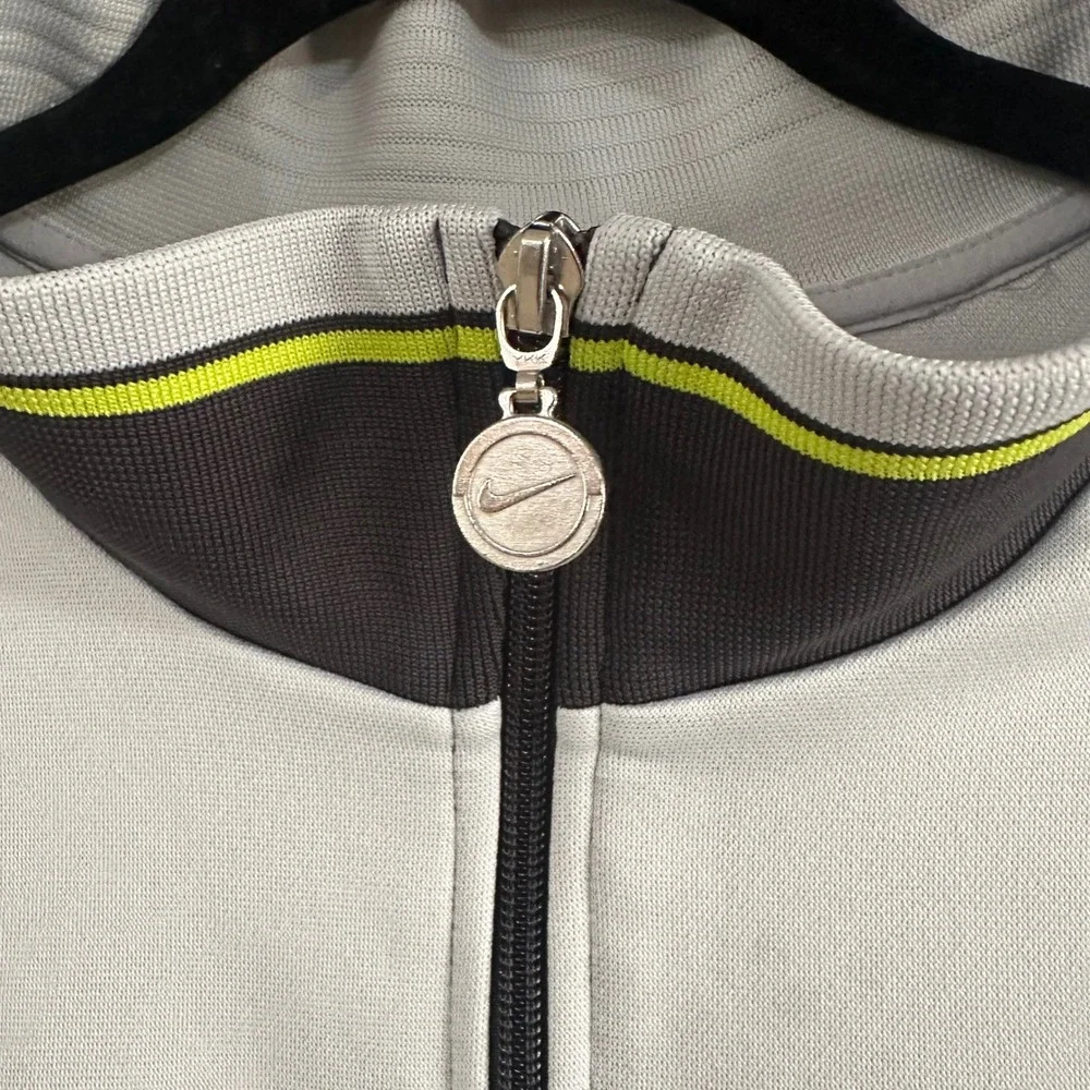 Nike Track Jacket Mens XL Grey Charcoal Good Neon Lime Color Block Activewear